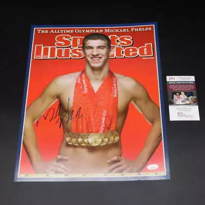 Michael Phelps Signed 2008 Sports Illustrated Cover Poster Auto JSA COA ZJ9721 • $99.99