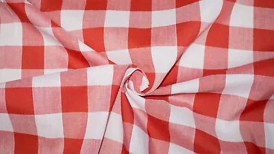 Gingham Polycotton Fabric 1  Checked Material Shirt Uniform Craft 112cm 44  Wide • £99.99