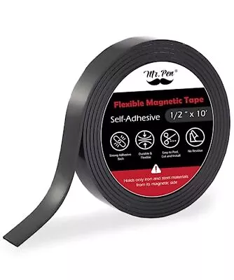 Magnetic Strip Tape Flexible Roll Adhesive Backed Magnet Strong Sticky Back 10Ft • $9.77