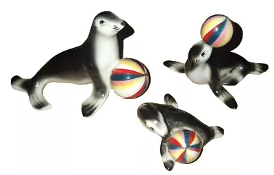 Lot Of 3 Vintage Miniature Circus Seals With Ball Fine Bone China Figurines • $14