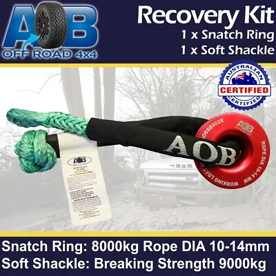 RECOVERY Snatch Block Pulley Rope Ring 8T RED + 9T Soft Shackle Recovery Kit • $50