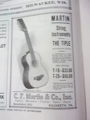 Lot Of 8 CRESCENDO Magazines 1925 Stringed Instruments Ads- Martin Vega Gibson • $60