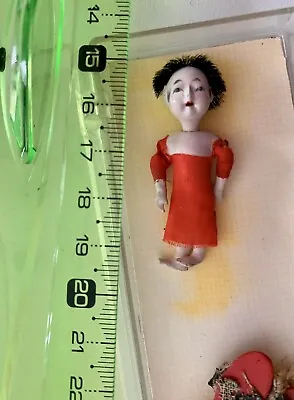 Amazing Mini Micro Japanese Doll Jointed Arms 4cm + Tiny Shoes Decoration (aged) • $45