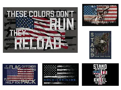 NEW! 5ft X 3ft Buck Wear American Theme Flags USA Reload Pack Stand & Cross 3X5 • $8.99