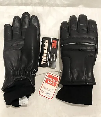 New Vintage Women’s Black Leather Ski Gloves S/M Thinsulate • $18