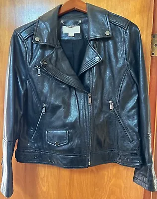 Women’s Michael Kors Black Leather Motorcycle Jacket - Size XL - New With Tags • $79.99