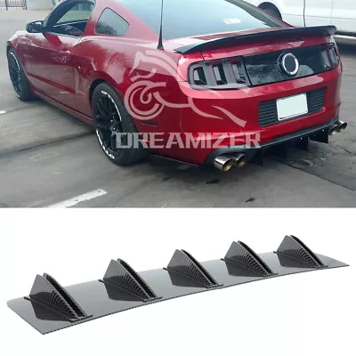 For Ford Mustang GT Carbon Rear Bumper Lip Spoiler Splitter Diffuser Shark Fins • $45.31