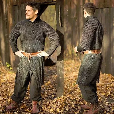 Ragnar Black Steel Butted Chainmail Shirt Re-enactment & LARP 32/34  Chest • £105