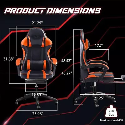 Ergonomic Gaming Chair With Footrest PU Leather Video Game Chairs For Adults • $140.28