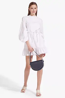 $99.99 • Buy STAUD NWT $245 Long Sleeve Carolina Cotton Poplin Ruffle Dress In White Size 4