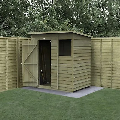 Forest 4Life 6x4 Pent Shed Single Door 1 Window Wood Garden Storage Free Del • £279.99