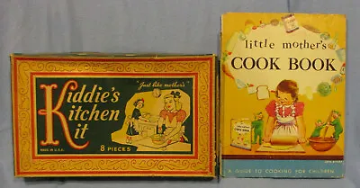 Vintage 8 Piece Toy Utensil Set -mint In Box + '50's Children's Cookbook - Usa • $55