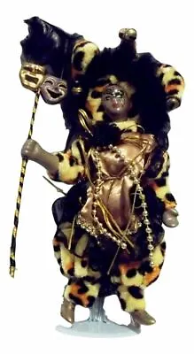 Black Mardi Gras Jester Doll 7  Leopard With Stand • $6.99