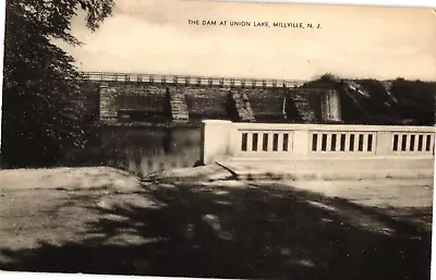 The Dam At Union Lake Millville NJ Divided Unused Postcard 1930s • $6.57