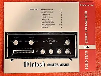 McIntosh MC2100 OWNER'S MANUAL ORIGINAL • $19.95