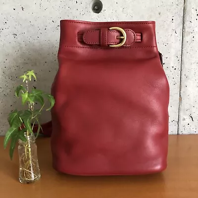 Vintage Coach 4162 Cornelia Red Leather Drawstring Belt Backpack Purse Bag EUC • $149.99