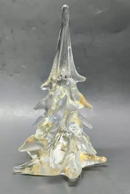 Rare! MURANO Italy Art Glass Tier Clear Gold Crystal CHRISTMAS TREE • $119.99