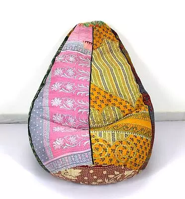 Handmade Vintage Cotton Kantha Floral Bohemian Home & Living Bean Bag Chairs • $48.60