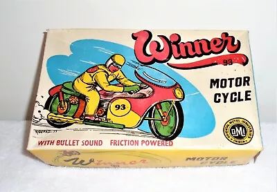 Vintage 1973 OMI Friction Powered Winner 95 Motorcycle W/Bullet Sound And Box  • $30