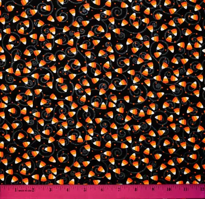 Halloween Candy Corn Fabric - HALF YARD - Sparkles! Quilting - 100% Cotton Mini • $4.98