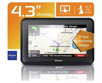 Binatone U435 4.3 Inch Sat Nav With Free Lifetime UK & ROI Maps  • £29.99