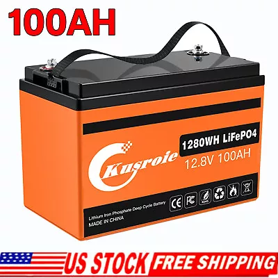 Kusroie Lithium Battery 12V 100Ah LiFePO4 For RV Off-grid Solar Trolling Motor • $198.70