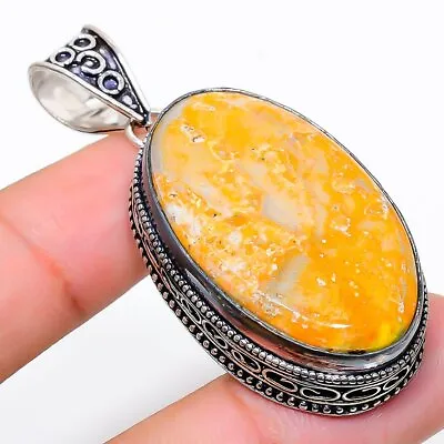 Bumble Bee Jasper Gemstone Handmade 925 Sterling Silver Jewelry Pendant 2.09  • $13.08