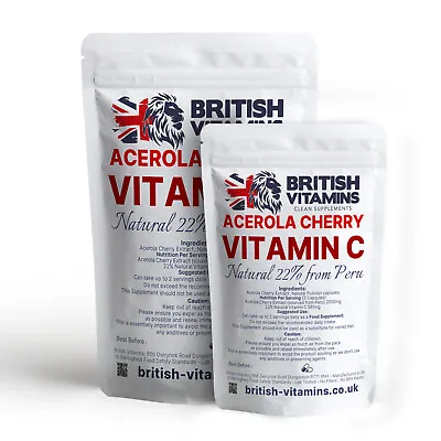 Vitamin C From Natural Extract  Acerola Cherry 850mg ** Additive Free** • £8.99