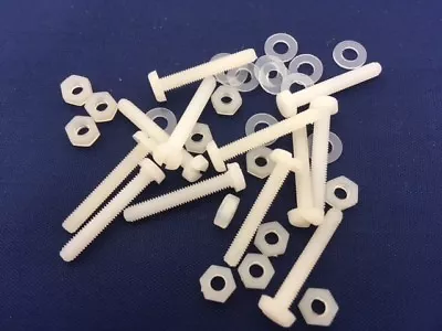 NYLON PLASTIC SLOTTED MACHINE SCREWS BOLT NUT WASHER M2 To M10 PK. Of 6 12 Or 24 • £8.14