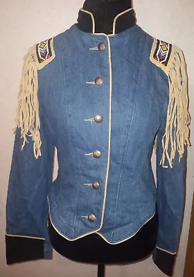 PHOENIX USA Frontier Collection Sz M Vintage 90s Denim Blue Jean Jacket Beaded • $81.99