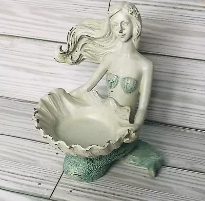 MERMAID Tealight Candle Holder Teal Figurine Nautical Beach Home Decor NEW • $18.95