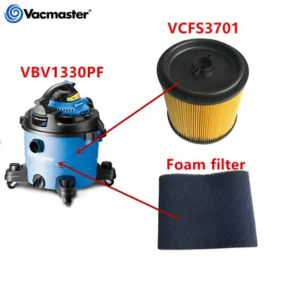 1set Hepa Filter&foam Filter Fits For Vacmaster Wet/dry Vacuum Cleaner VBV1330PF • $18.99