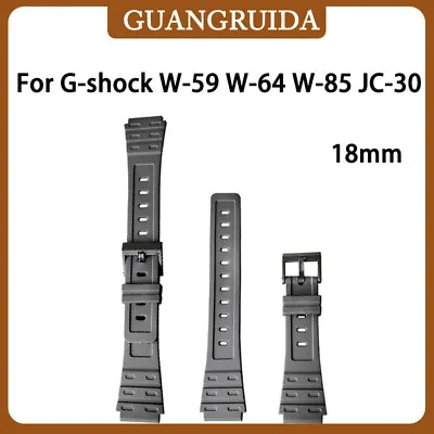 18mm Black Watch Band Replacement Strap For Casio G-shock W-59 W-64 W-85 JC-30 • $15.77