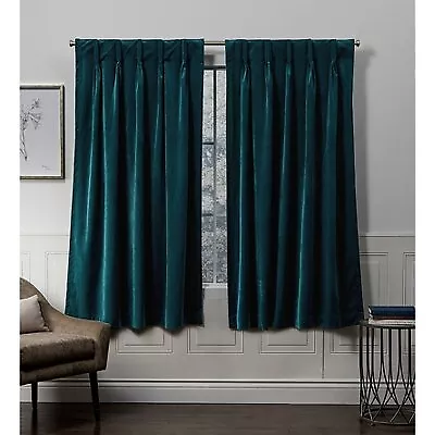 Set Of 2 (108 X54 ) Velvet Pinch Pleated Light Filtering Window Curtain Panels • $18.99