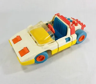 Vintage Chicco First Sports Car Rally Toy Car White Yellow Blue 12” • $8.39