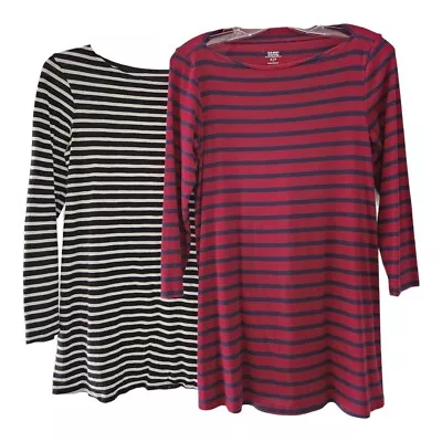 Striped Maternity Top Size S Long Sleeve Jersey Blue Cranberry Old Navy Lot Of 2 • $12