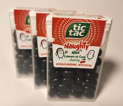 3 Tic Tac Christmas Naughty Lumps Of Coal Cherry Candies - 0.84oz Each Limited • $16.56