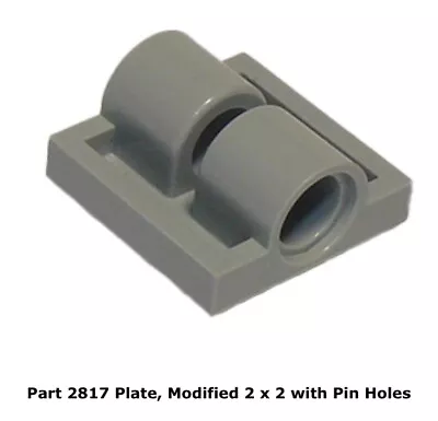 Lego 2x 2817 Light Bluish Gray Plate Modified 2 X 2 With Pin Holes 8039 • $6.12