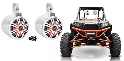 2 Kicker KM8 8  LED 360° Degree Swivel Chrome Tower Speakers For RZR/ATV/UTV • $378.90