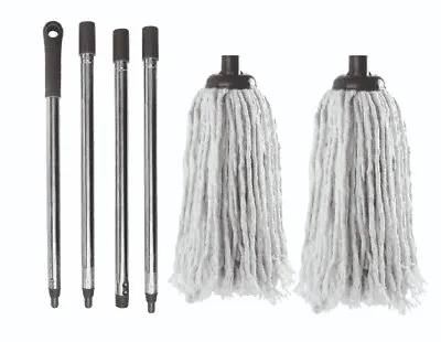 £9.99 • Buy Cotton Floor Mop Eco Made Mop With 4pcs Handle With 2 Heads Easy To Assemble