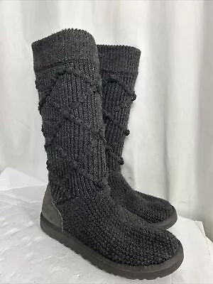 UGG Australia Classic Argyle Knit Boots Women's 7 Dark Gray 5879 • $29.99