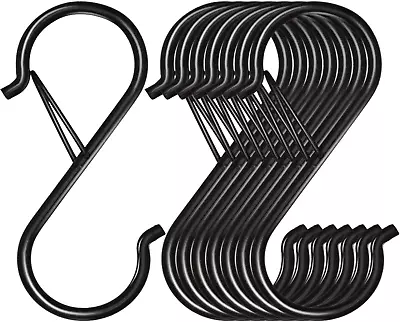 8 Pack S Hooks For Hanging 3.5 Inch Heavy Duty Metal S Hooks With Safety Buckle • $9.75