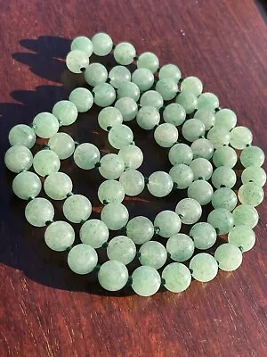 $22.80 • Buy Vintage Chinese Natural Light Green Jade 8.18mm Beads Necklace 61g / 29in