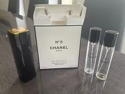 EMPTY Chanel No 5 EDT Purse Spray + 3 X 20ml Bottles & Box. • £12
