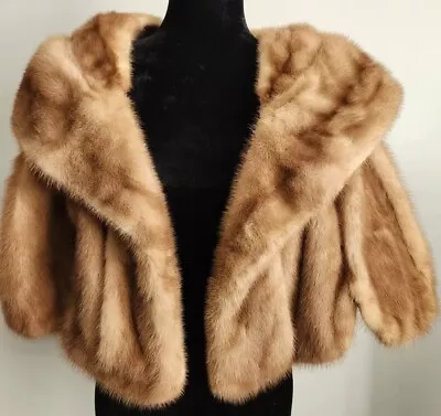 Vintage Elegant Fur Stole Shrug Wrap Shawl Cape With Two Small Pockets • $56.75