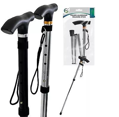 Adjustable Aluminium Foldable Walking Stick Lightweight Folding Walking Sticks • £7.95