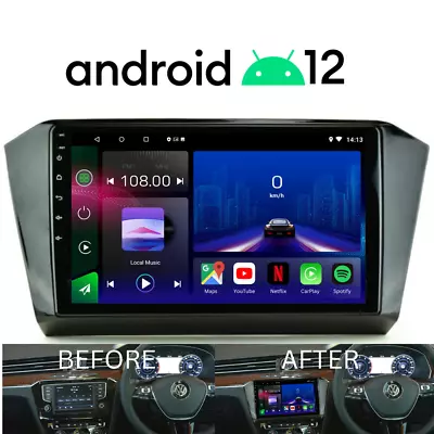 VW Passat B8 Android 12 Car Stereo CarPlay Head Unit GPS Bluetooth WiFi Google • £249