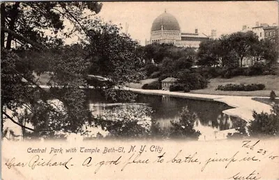 N.Y.C. Central Park. Temple Beth-El C1906 Post Card #1560 • $5.50