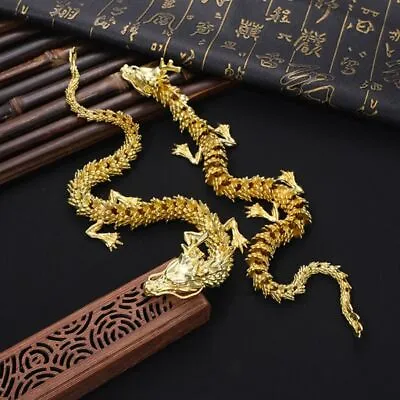 Vintage Chinese Dragon Brass Retro Golden 3D Figurine  Home Decoration Gift • $29.99