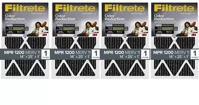 3M Filtrete 14'' W X 25'' H X 1'' D Carbon Pleated Air Filter 11-MERV (4-Pack) • $75